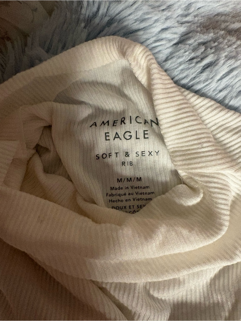 American Eagle Soft & Sexy Rib Top in Cream